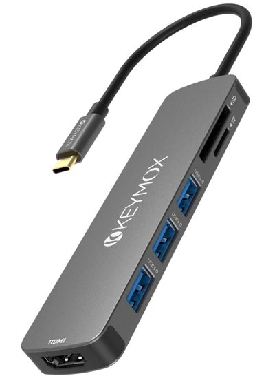 اشتري USB C Hub HDMI، محول MacBook Pro متعدد المنافذ USB C Dongle، 4K USB-C إلى HDMI، 3 منافذ USB 3.0 وقارئ بطاقات SD/TF لجهاز MacBook Air Pro ChromeBook Pixel Matebook XPS في مصر