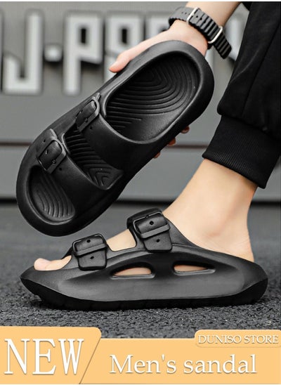 Buy Men's slippers Summer Sandals Lightweight Slide Sandal with Non-slip Soles Thick Sole Beach Slipper Breathable Slip-on Sandal House Flat Slipper for Indoor and Outdoor in Saudi Arabia