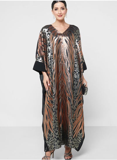 Buy Cape Sleeve Printed Dress in UAE