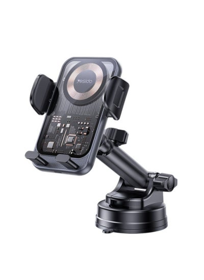 Buy C307 360 Rotation Electric Locking 15W Wireless Fast Charging Transparent Car Phone Holder in UAE