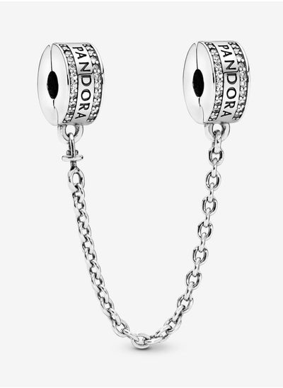 Buy 925 Sterling Silver Safety Chain Clip Charm 5cm for Pandora Moments Women's Bracelet 792057CZ in Saudi Arabia