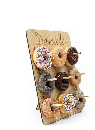 اشتري Donut Wall Display Stand Wood, Reusable Rustic Doughnut Board Holder for Baby Showers, Bridal Shower, Birthday, Wedding, Donut Party Supplies, Holds 9 Donuts (1 Pack) في السعودية