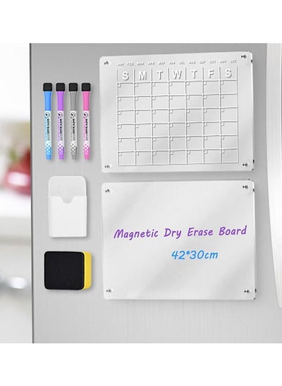 Buy Magnetic Acrylic Calendar for Fridge 2 Pcs Clear Dry Erase Board for Refrigerator in Saudi Arabia