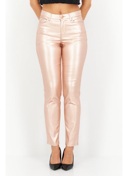 Buy Women Skinny Fit Plain Jeans, Peach in UAE