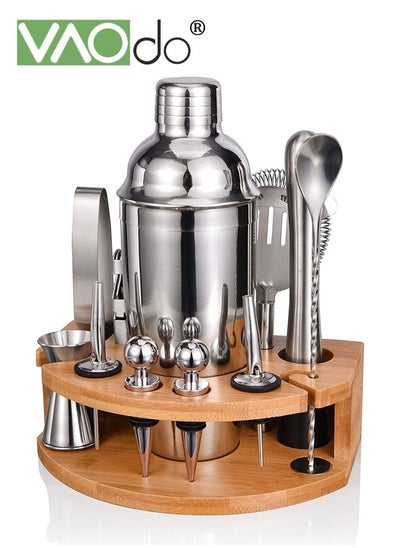 Buy 12PCS Cocktail Shaker Set Boston Stainless Steel Bartender Kit with Wood Stand  Professional Tools for Drink Mixing for Home Bar Party in UAE