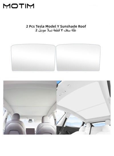 Buy 2 Pieces Tesla Model Y Sunshade Roof Foldable Sunroof Shade for Tesla Model Y Accessories 2021 2022 2023 Visor Sunroof UV Reflector with a Storage Bag Ice White in UAE