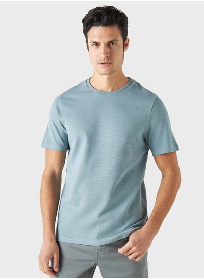 Buy Textured Crew Neck T-Shirt in Saudi Arabia