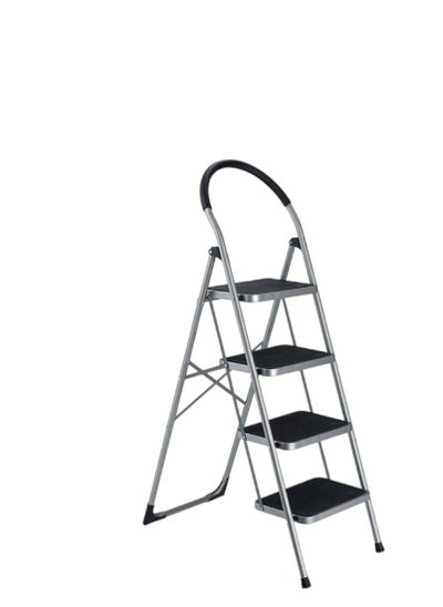 Buy Gray aluminum foldable ladder with 4 steps in Saudi Arabia