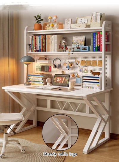 Double K Shaped Computer Desk Multifunctional Gaming Desk with Storage ...