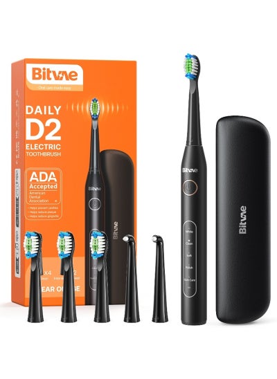 Buy Bitvae Electric Toothbrush for Adults - Ultrasonic Electric Toothbrushes with 6 Brush Heads ,Accepted Power Rechargeable Toothbrush with 5 Modes, Smart Timer in Saudi Arabia