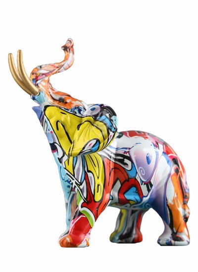 اشتري Elephant Decor Creativity Graffiti Elephant Figurines, Resin Colorful Elephant Statues Home Decor Art Elephant Statue, Suitable for Filling Space Decor in The Living Room, Bedroom, Office في الامارات