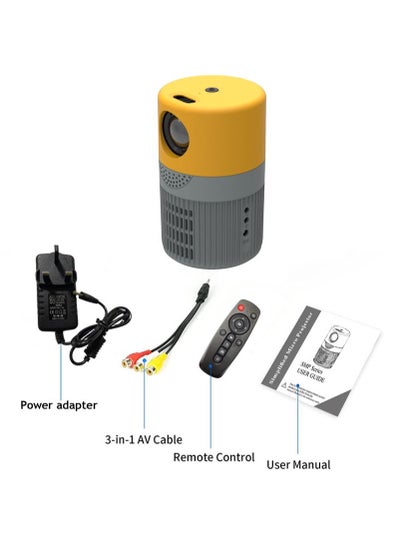 Buy YT400 Portable Mini  LED Projector with Romote Control 3000 Lumen Yellow/Grey in UAE