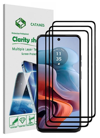 اشتري 3 Pack For Motorola Moto G34 Screen Protector 9H Hardness Scratch Resistance Screen Protector 3D Tempered Glass Film Ultra HD Easy Install Case Friendly Glass في الامارات