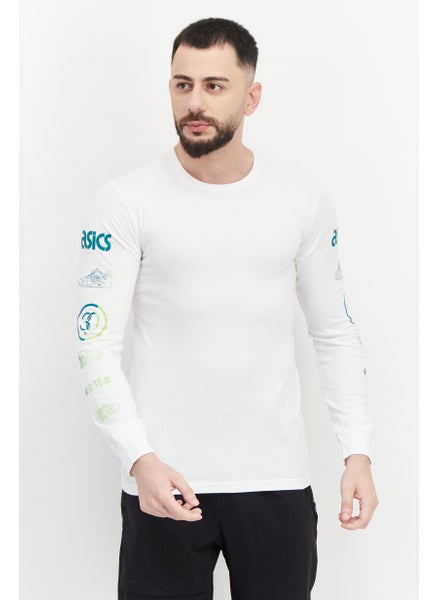 اشتري Men Sportswear Fit Long Sleeves Running Sweatshirt, White/Green في السعودية