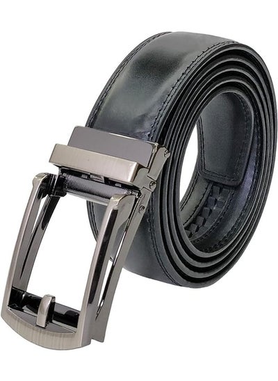 اشتري Mens Autolock Leather Belt - Ratchet Dress Belt with Auto Lock for Perfect Fit (34, Pin Look - Black) في الامارات