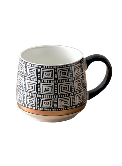 Buy Geometric inspired pattern mug made from bone china material 400 ml in Egypt