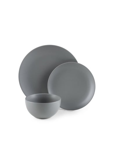 اشتري Metro 12-Piece Stoneware Dinner Set - Grey في الامارات