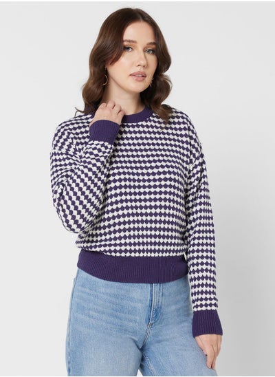 Buy Checked Knitted Sweater in UAE