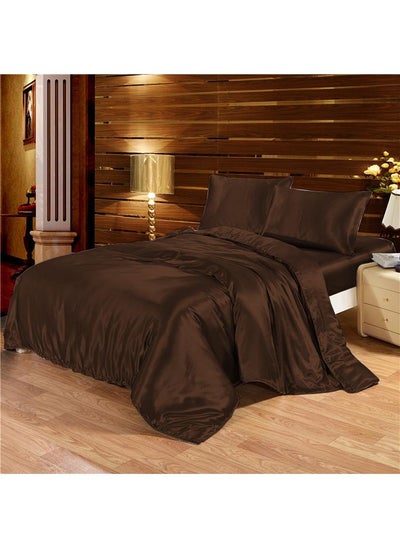 Buy 3-Piece Satin Sheets King Size Satin Bed Sheet Set,Deep Pocket Silky Satin Sheet Set With 1 Flat Sheet And 2 Pillow Cases- Wrinkle, Fade, Stain Resistant in UAE