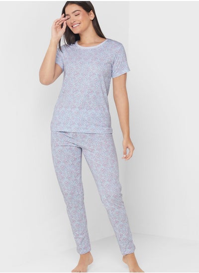 Buy Printed T-Shirt And Pyjama Set in UAE