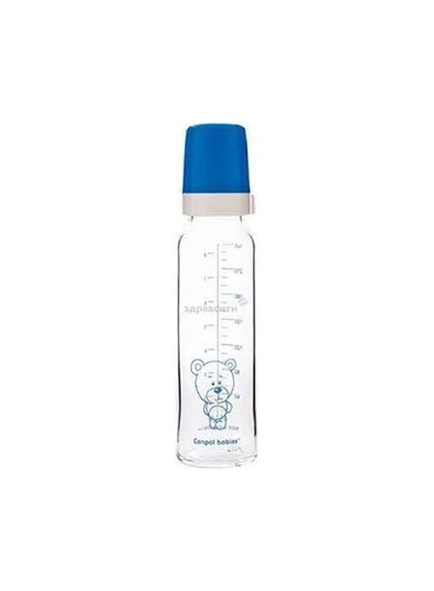 Buy Canpol Babies Bear Glass Baby Feeding Bottle -12+ Months - 240 ml - Blue in Egypt