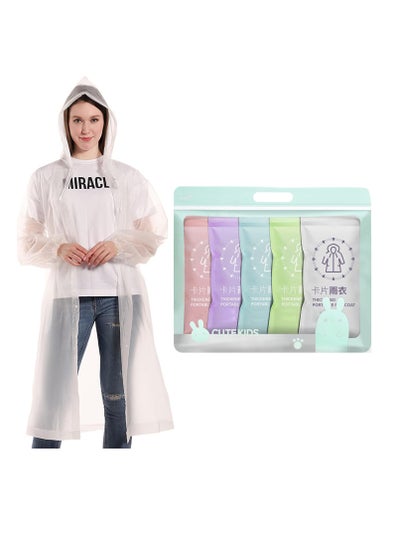 اشتري Disposable Raincoat Clear Transparent Body Anti Storm Adult Portable Compressed Card Rain coat Waterproof Raincape for Women, Men, Individually Wrapped Emergency Long Raincoat Random Color في الامارات