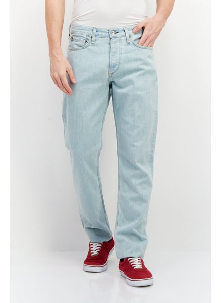 اشتري Men Classic Fit Washed Non-stretchable Denim, Light Blue في الامارات