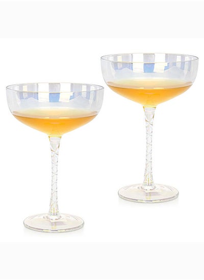 اشتري 2 Piece Cocktail Glasses Set 300 ml Modern Glassware Set For Kitchen Premium Barware Cocktail Glasses L 8.5x8.5 X H 27cm في الامارات