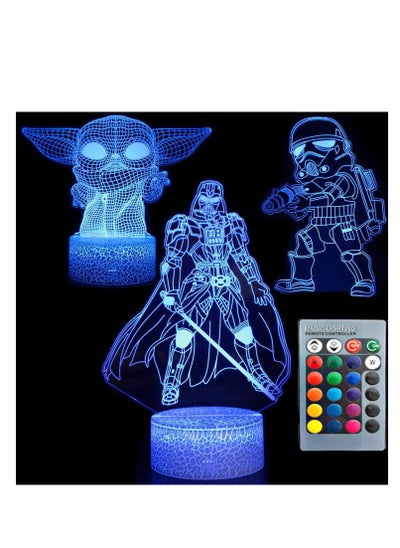 اشتري 3D Illusion Star Wars Night Light Three Pattern 16 Color Change Decor Lamp Desk Table Night Light Lamp for Kids Children في الامارات