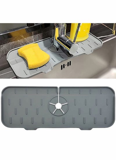 اشتري Sink Splash Guard for Kitchen and Bathroom, Silicone Faucet Mat, Draining Pad Behind Faucet, Drip Protector Countertop Protection Rubber Drying (Gray 1pc) في الامارات