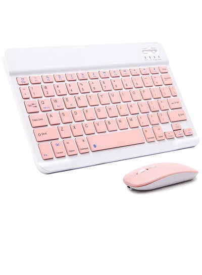 Buy Rechargeable Bluetooth Keyboard and Mouse Combo Ultra-Slim Portable Compact Wireless Mouse Keyboard Set for Android Windows Tablet Cell Phone iPhone iPad Pro Air Mini, iPad OS/iOS 13 and above (Pink) in UAE