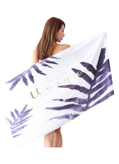 اشتري Printed Quick-Drying Beach Towel Purple/White 140x70cm في السعودية