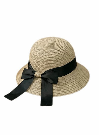 اشتري قبعة من القش للشمس للنساء ، قبعة كبيرة مرنة واسعة الحواف للشاطئ من القش ، قبعة شمسية صيفية قابلة للطي للأشعة فوق البنفسجية UPF 50+ في الامارات