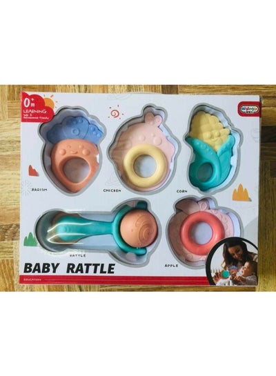 Buy Pack Of 5 Rattles Shackles And Silicone Teethers For 0 Months+ in Egypt