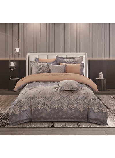 اشتري Comforter Set Extra Soft Lace Jacquard Comforter King Size Microfiber Printed 8 Pieces Set في الامارات