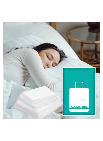 اشتري 4 PCS Disposable Bed Sheets Travel Sheets for Bed Bedding Cover, Portable Bedding Set with 1 Bed Sheet 1 Quilt Cover and 2 Pillowcase for Travel Business Trip Spa في السعودية