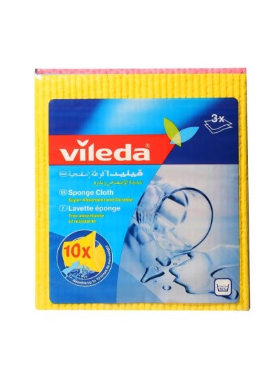 Buy Vileda Wettex Wet Sponge Cloth Pack Pack of 3 in UAE