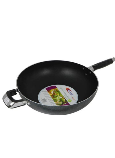 Buy Aluminium Non-Stick Deluxe Wokpan with Dual Handles Black 26CM in UAE