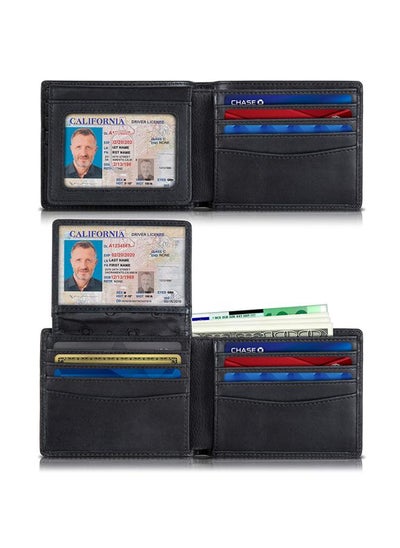 اشتري Genuine Leather Retro Business Men's Wallet Rfid Anti-theft Brush Tri-fold Large Capacity Short Men's Wallet في السعودية