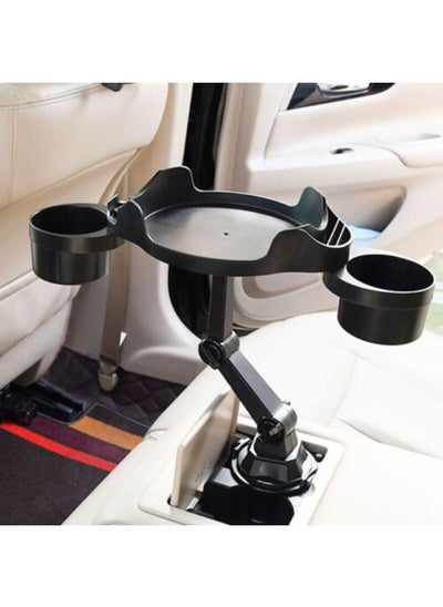 Buy 360° Rotating Tray Vehicle-mounted Universal Water Cup Holder & Dinner Plate, Car Balance Tray Cup Holder Multi-function Plate Black in UAE