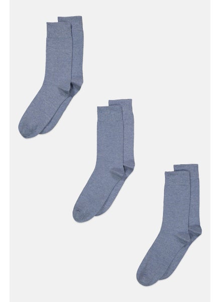 Buy Men 3 Pair Heather Formal Socks, Sage Blue in UAE