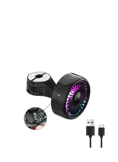 اشتري Car Seat Fan with LED Colorful Lights, Upgraded USB Fan for Car with Powerful Cooling, 3 Speeds Strong Wind, Brushless Motor, Adjustable Clip Electric Fan for SUV/RV/Truck/Sedan/Cruise/Office في الامارات