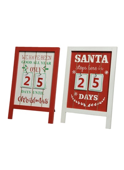 اشتري Christmas Advent Calendar MDF White And Red Assorted Design 1 Piece في الامارات