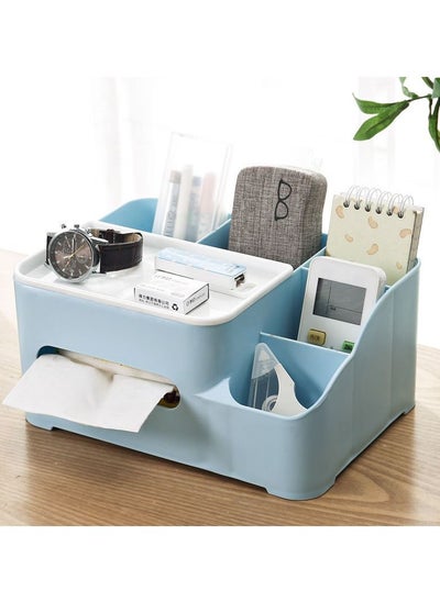 اشتري Rectangular Multifunctional Tissue Box Cover Holder with Storage Napkin Tissue Box Holder with Stationery Remote Control Box Decorative Tissue Pen Remote Organizer for Home Office Car Restaurant في الامارات