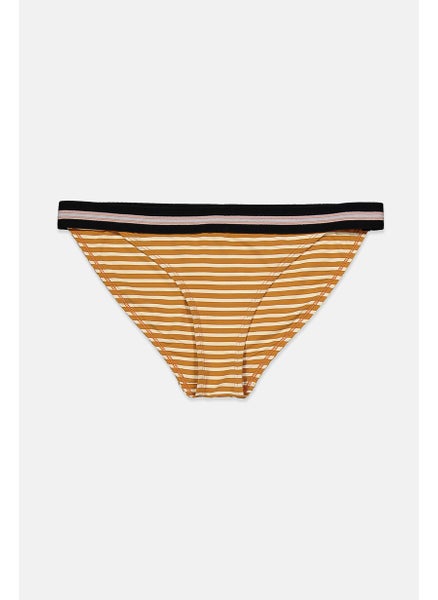 Buy Women Stripe Swimwear Panty, Brown and Yellow in Saudi Arabia