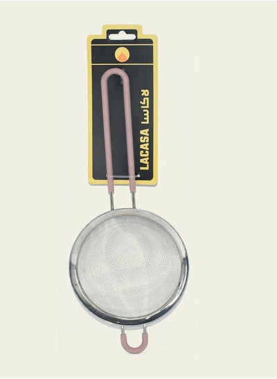 Buy Stainless Steel Strainer Silver/Pink 14 centimeter in Saudi Arabia