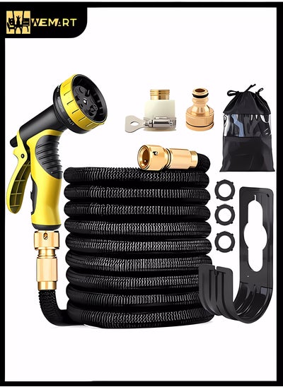 Buy Garden Hose 50 FT, Expandable Garden Hose With 9 Spray Pattern Nozzle, 1/2'' & 3/4'' Solid Brass Connectors, Lightweight Durable 3800D Expandable Hose Pipe With 3 Layer Latex, Easy Storage in Saudi Arabia