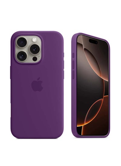 Buy Apple iPhone 16 Pro Max 2024 Premium Soft Liquid Silicone Case Cover - Eggplant Purple in Saudi Arabia