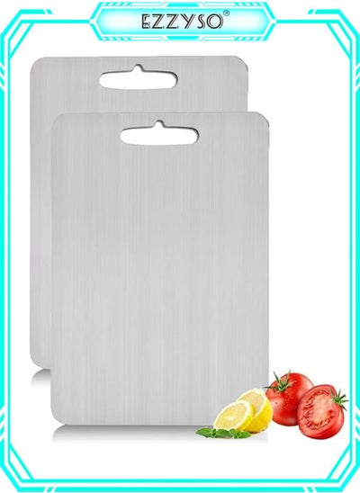 Buy Cutting Board, Titanium Cutting Boards for Kitchen, 304 Stainless Steel Food Grade Chopping Board Heavy Duty Non-Slip for Kitchen Household Meat Fruit Vegetable (Set of 2) in Saudi Arabia