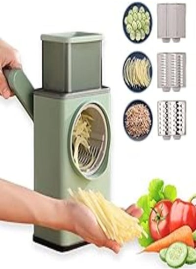 Buy Manual vegetable chopper 2022 upgrade vegetable slicer with 6 stainless steel blades - rotary cheese grater onion dicer spiralizer veg chopper graters spiralizer spiralizer for vegetables in Egypt